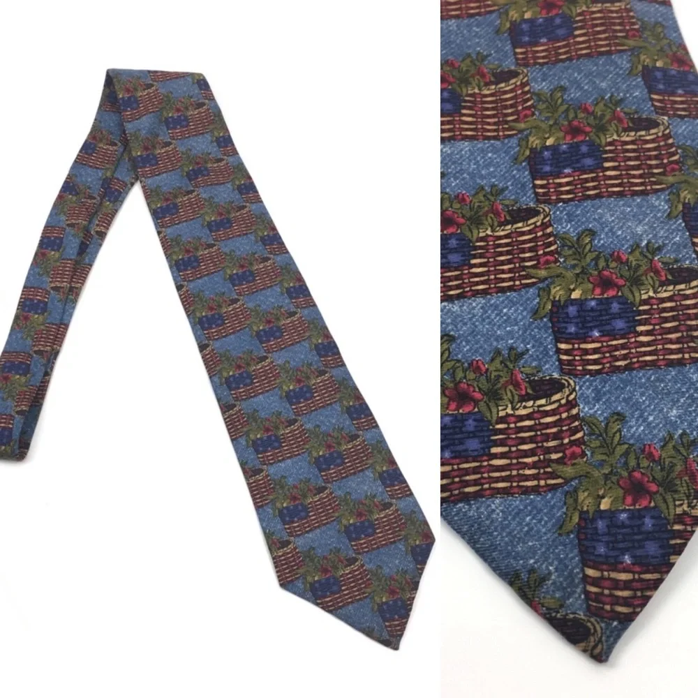 American Flag Denim Pattern Patriotic Silk‎ Tie